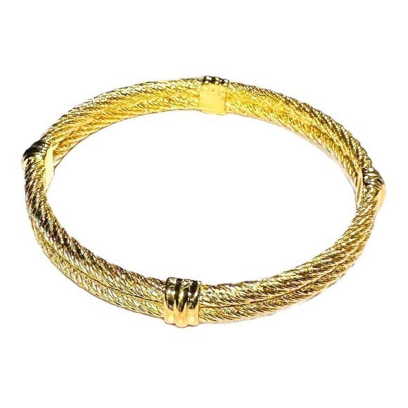 CHRISTIAN DIOR Vintage Twisted Double Cable Rope 18k Gold Plated Designer Luxury - Picture 1 of 8